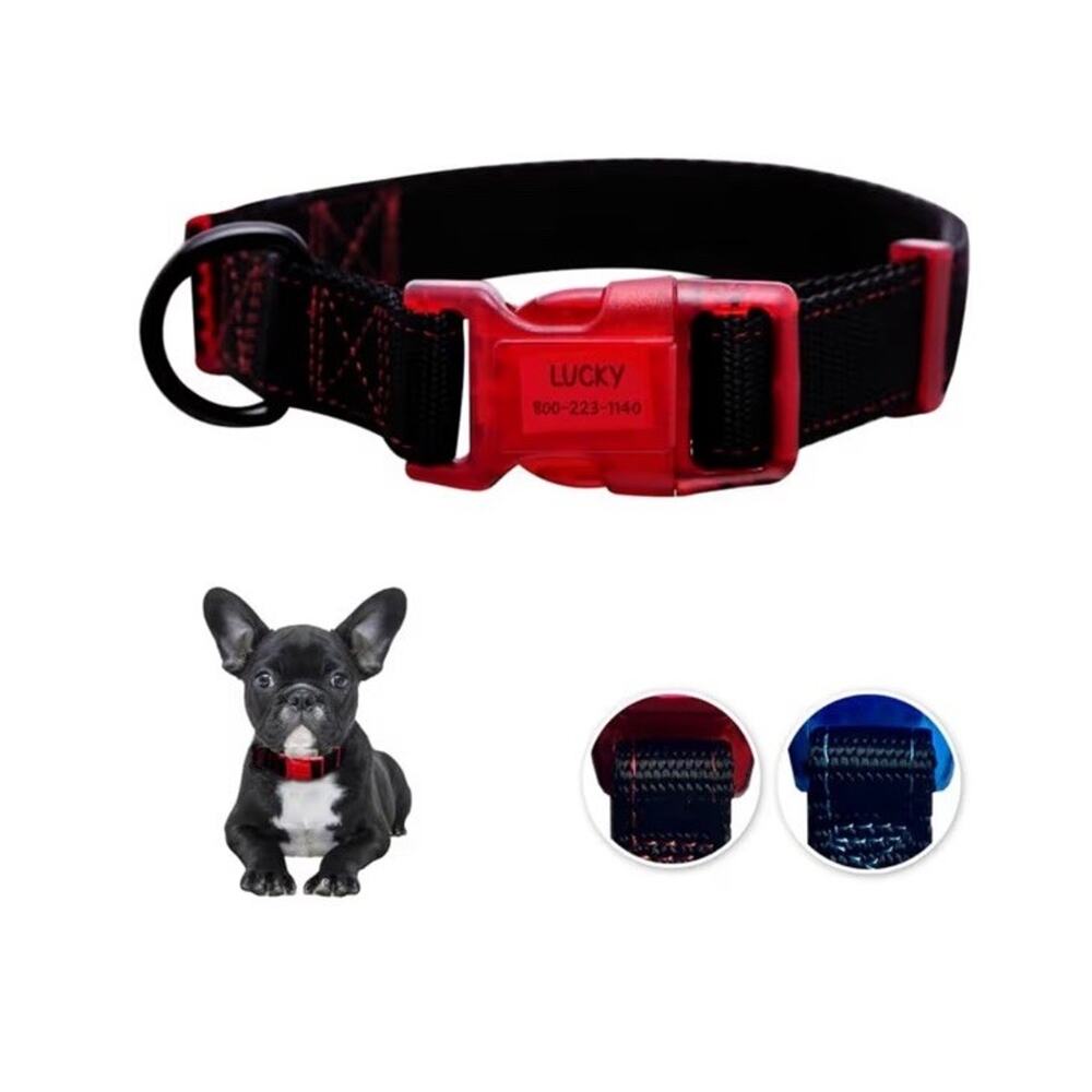 Sporn Dog ID Collar Small All In One Black Blu Waterproof Adjustable Neck 8-13”